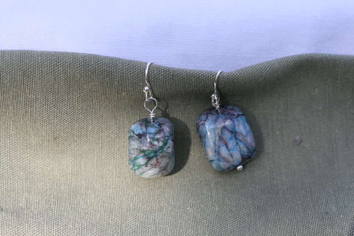 Ajoite and Papagoite Earrings helps one speak with clarity 5403